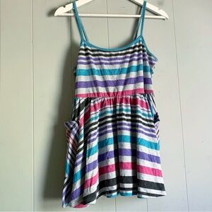 Spoiled Girls Gray Striped Sundress w Pockets XL
